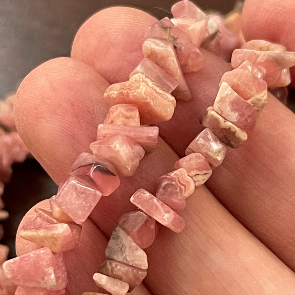 Natural rhodochrosite free form bead long necklace - Picture 6 of 6